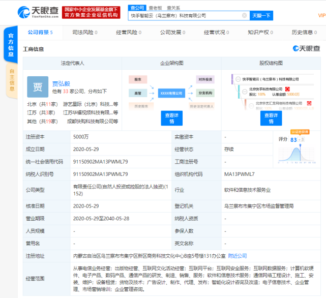快手成立智能云科技公司，注册资本5000万，布局出版物互联网销售新赛道